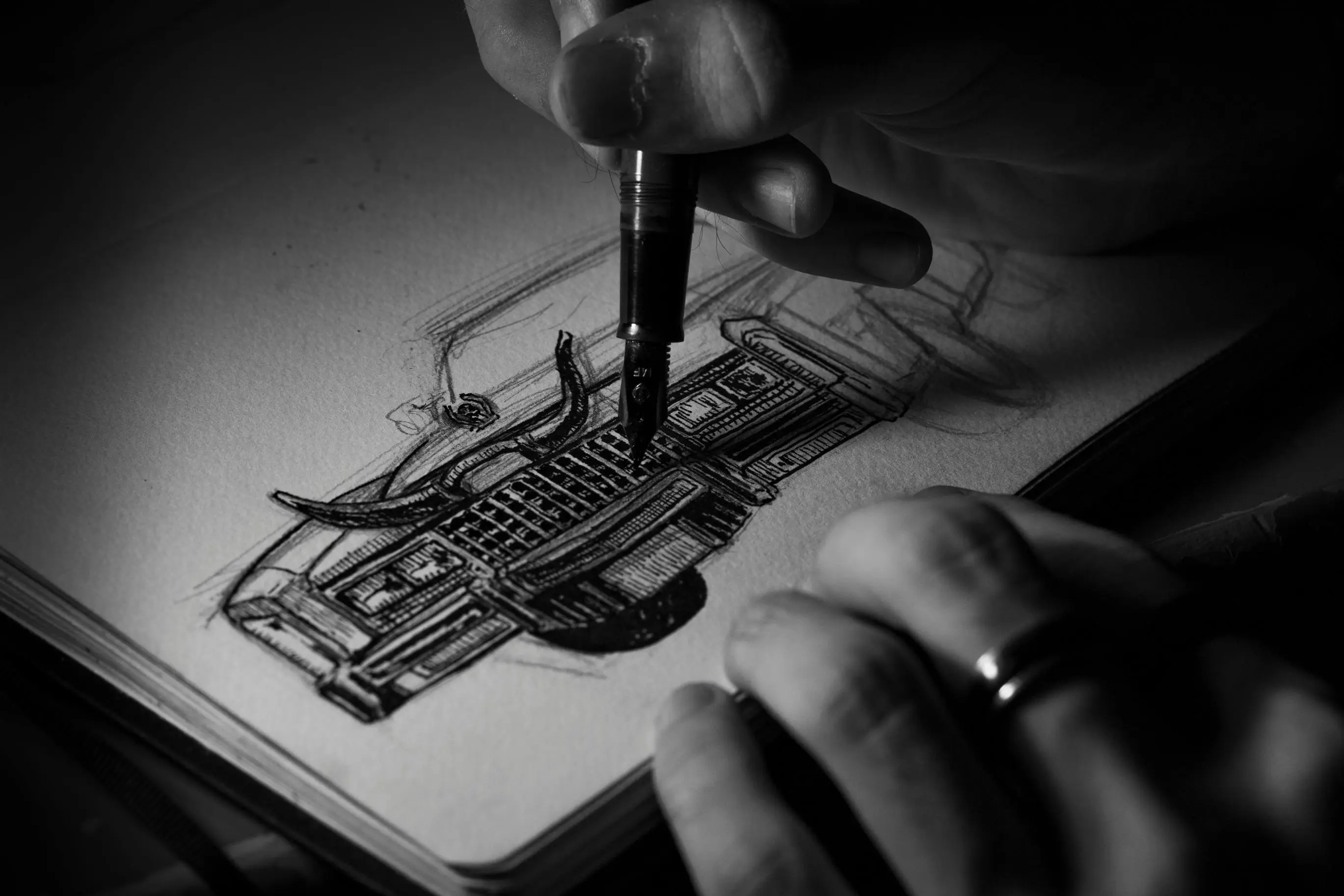 Pessoa desenhando carro